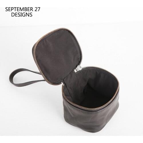 New Fashion Storage Mini Handle Bag Genuine Leather Coin Purses Casual Travel Small Makeup Bag Key Wallet Cosmetic Pouch