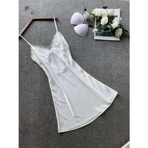 2021 New Sexy Nightdress Spring Summer Womens Lace Seductive Fun Nightgown Back Mesh Sling Dress Nightwear Home Wear Sleepwear