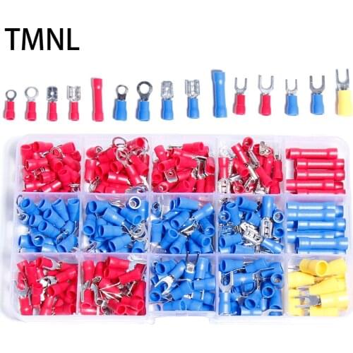 Crimping Tool Crimper pliers with Cable Lugs Assortment Kit wire set Cold Terminals Connectors Electrical Ring Full Fork Spade