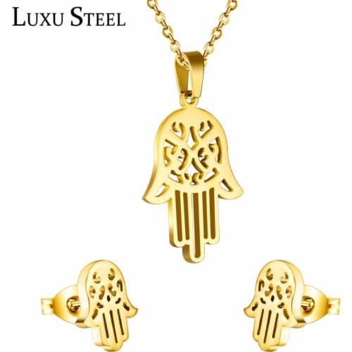 LUXUSTEEL Jewelries Set For Party Stainless Steel Gold/Silver Color Hand Pendant Necklace Fashion Choker Necklace 2020 BabyGirl