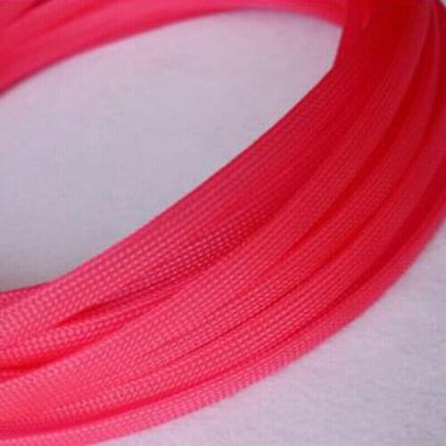 1-50Meters Snakeskin Mesh Wire Protecting Nylon Tight PET Expandable Insulation Sheathing Braided Sleeves Fluorescent Pink