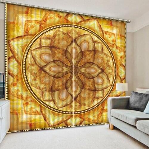 Modern Curtains Euporean pattern Printing Blackout Curtains Living room Room Bedroom Window Grommet Top 3D Curtains