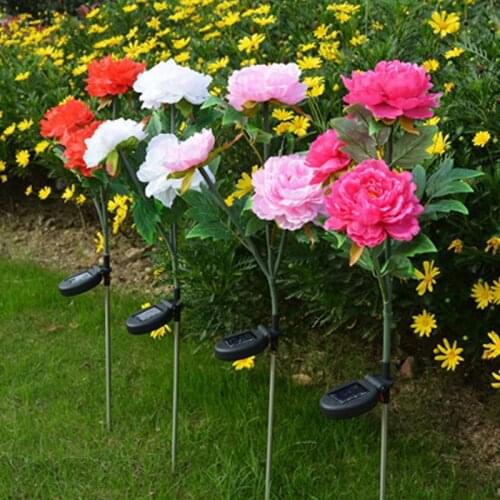 3 Head flower Solar Light LED Decorative Outdoor Lawn Lamp Home Garden Peony Flower Night Lights IP44 Waterproof Solar Lamps