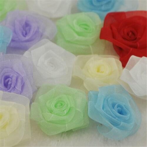 Upick 15 pcs Organza Flowers Rose Appliques Crafts Wedding Sewing Decorations B70