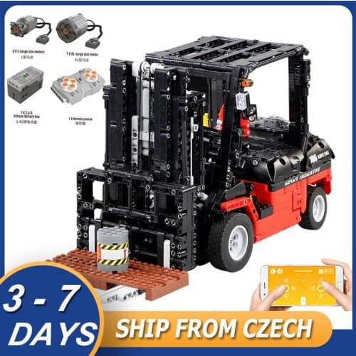 Mould King 13106 High-Tech Electric Motorized Mobile Crane Forklift Mk II Car Building Blocks Compatible with 3681 Truck Toys