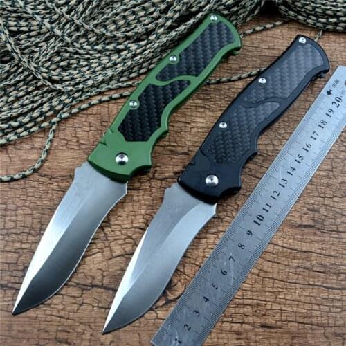 Y-START M2 Horizontal Opening Folding Knife D2 Satin Blade Aluminum Carbon Fiber Handle Outdoor Camping Hunting Survival Knife