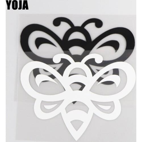 YOJA 13.9×10.4CM Beautiful bee Cartoon Animals Decal Car Stickers Vinyl Pattern Black/Silver 19C-0091