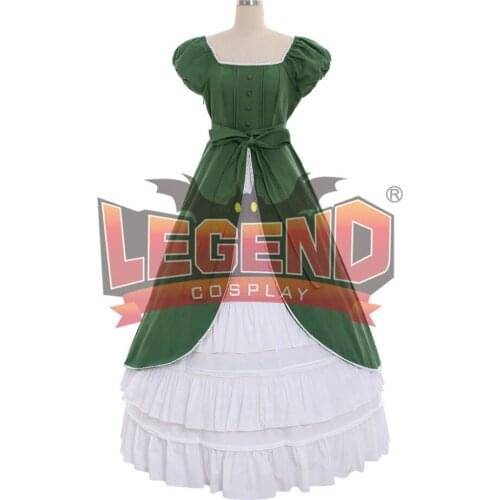 Green Vintage Lolita dress victorian party cosplay costumes Civil War Gown