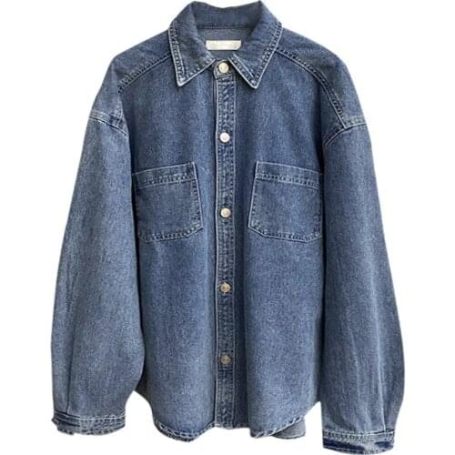 2020 Fashion Autumn Turn Down Collar Boyfriend Style Women Denim Jacket Coat Chaqueta Mujer