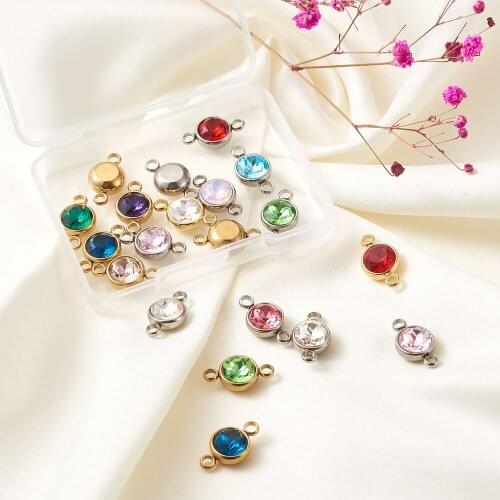 20pcs Faceted K9 Glass Links Connectors Flat Round Pendants Charms Link for Bracelet Earring Necklace DIY Jewelry Making