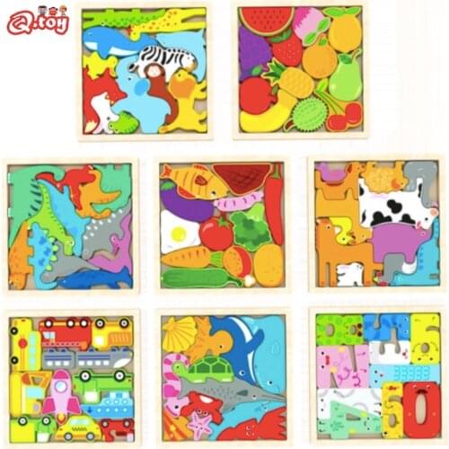 3D Wooden Puzzle DIY Toys Animal Jigsaw Puzzle Montessori Cognitive Educational Toys Grab Grasp Board Gift