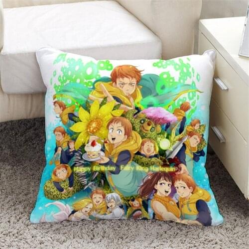 45*45cm Anime Nanatsu no Taizai Cartoon The Seven Deadly Sins Gown Two Sided Stain Pillow Cushion Case Cover Inner Decor Gifts