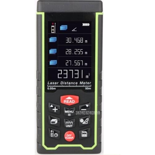 AS50 50M Digital Laser Distance Meter Rangefinder Distance/Area/Volume Measure Ruler With Rechargable Battery 100 Data Storage