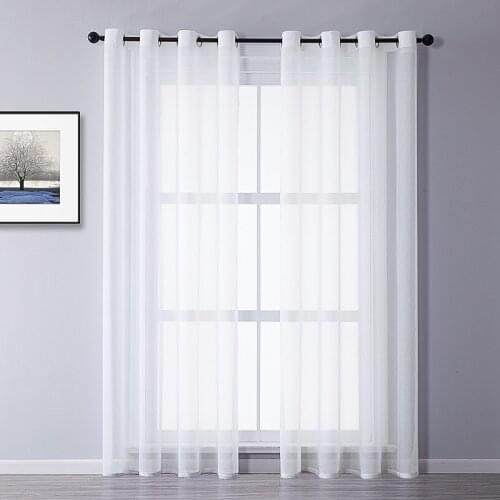 LISM White Curtain for Window Tulle for Living Room Bedroom The Kitchen Finished Solid Window Treatment Home Decorations Panels