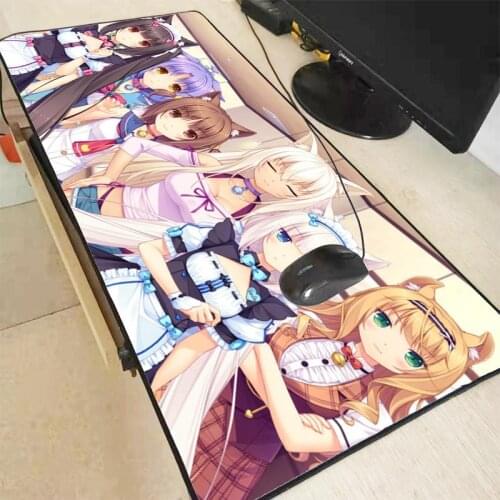 Mairuige Anime Cat Girl Large Gaming Mouse Pad Gamer Lock Edge Keyboard Mouse Mat Gaming Desk Mousepad for CS GO LOL Dota Game