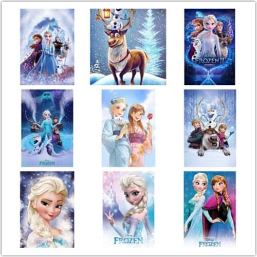 Disney Cartoon DIY 5D Diamond Painting Frozen Princess Elsa Anna Cross Stitch Full Diamond Embroidery Mosaic Wall Decoration Gif