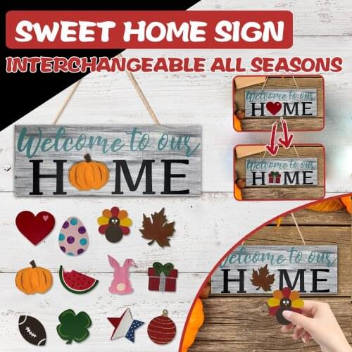 Door Hanger, Interchangeable All Seasons Welcome Sign, for Housewarming Gifts Replaceable seasonal welcome card #2105
