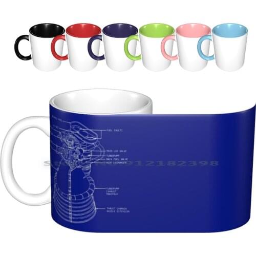 F-1 Rocket Motor Saturn V Schematic Blueprint Ceramic Mugs Coffee Cups Milk Tea Mug Space Apollo Apollo 11 Apollo 13 Moon