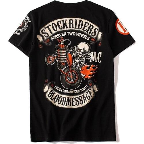 2021 Summer New Man Hip Hop Oversized Cotton Short Sleeve Tshirt Fashion Locomotive Skull Printed Mens Black T Shirt Camisetas