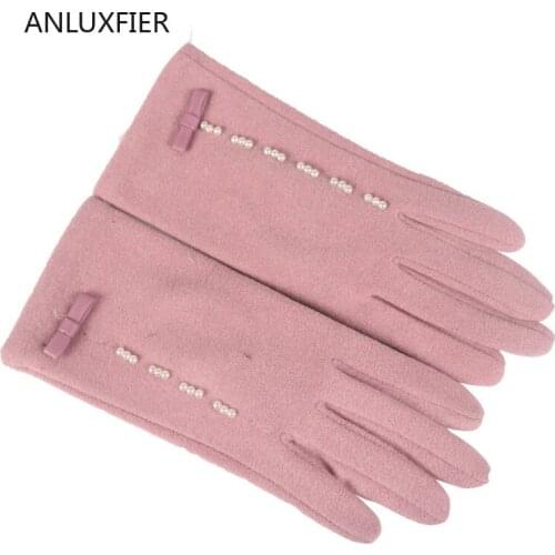 H9918 Simple Women Warm Gloves Thermal Winter Outdoor Thin Mittens Riding Korean Students Touch Screen Fashionable Hand Muff