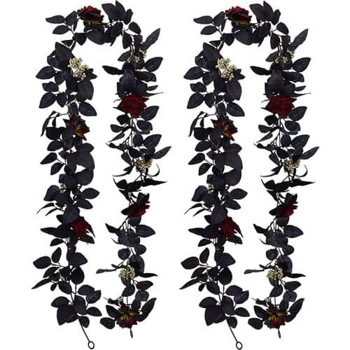 Artificial Vine Black Maple Interior Decoration Flowers Wedding Photo Props 180CM Like Real Leaf Rose Garland Plants Leaves