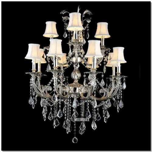 Classic 12 Arms Silver or Gold Crystal Chandelier Lighting Fixture Lustre Crystal Hanging Lamp with K9 Crysta MD88061