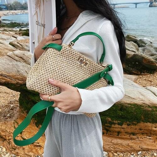 Small Straw Crossbody Shoulder Bags for Beautiful Women 2021 Summer Fashion New Brand Travel Beach Handbags and Purses