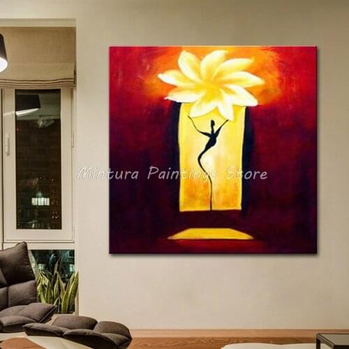 Hand-painted Modern Home Decor Living Room Hall Wall Art Picture Golden Flower Oil Painting On Canvas (The life of the bloom)