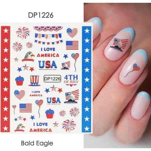 Fake Nails Stickers American Flag Independence Day Statue of Liberty Fireworks Nail Sticker Finished Nail Sticker SK88