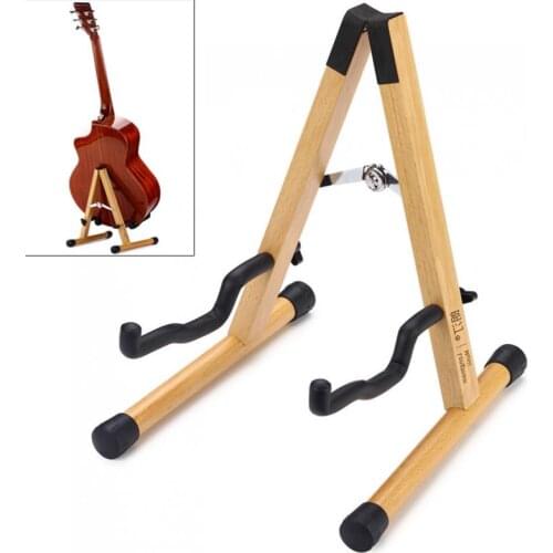 Solid Wood Floor Guitar Stand Thicken Beech Stable Holder for Electric Acoustic Classical Bass Guitar