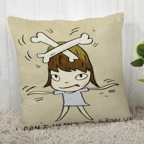 Custom Nara Yoshitomo Pillow Cases Square Pillowcase Christmas Zippered Pillow Cover 40*40cm,45*45cm(One Side)
