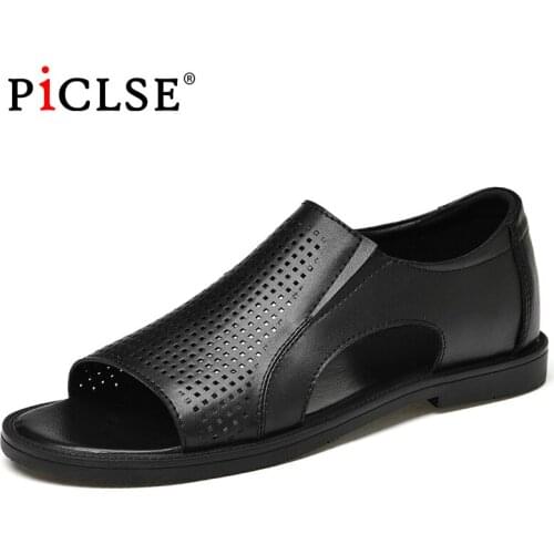 Piclse Men's Leather Sandals