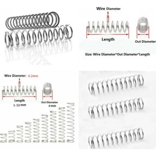 304 Stainless steel Compressed Spring Rotor Return Pressure Spring Outlet Store Line Diameter 0.2mm, External diameter 4mm