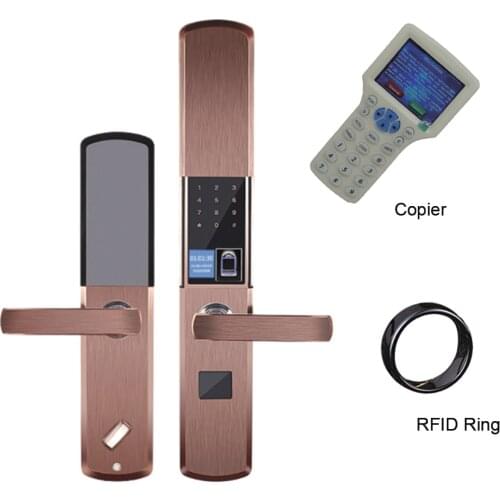 Semiconductor fingerprint electronic intelligent lock indoor key app anti-theft door fully automatic+uid rfid ring+one copier