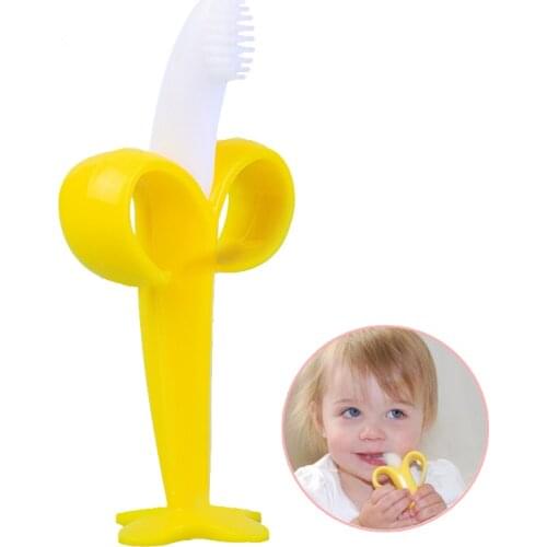 Baby Teether Toy Toddler Safe BPA Free Silicone Teether for Babies Newborn Banana Molar Teether Infant Kids Toothbrush Baby Care
