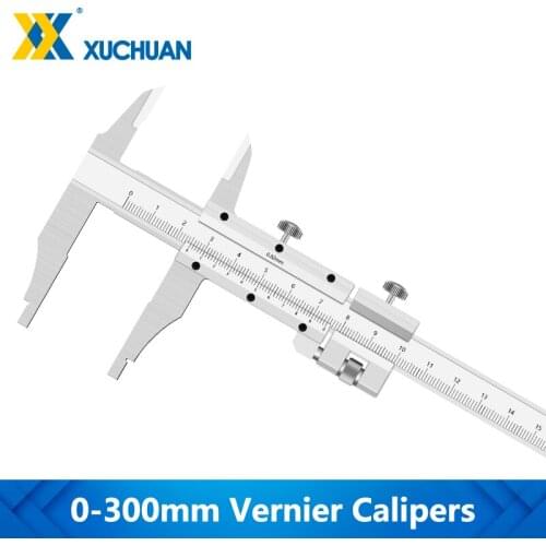 Caliper 0-300mm Accuracy 0.02mm Stainless Steel Vernier Caliper with Long Jaw Measure Rular Mircometer Gauge