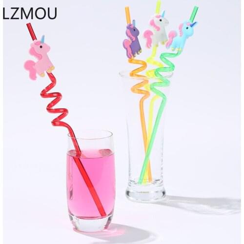 4pcs Unicorn Party Decorations Drinking Straws Wedding Decorations Table Baby Shower Birthday Party Decorations Kids Party Diy