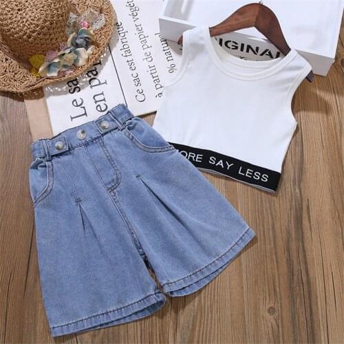 2021New Kids Clothing Pant Sets Spring Girls Sport 2pcs Childrens Tracksuit Tank Clothes Baby Casual Outfits for 2-7T Toddler