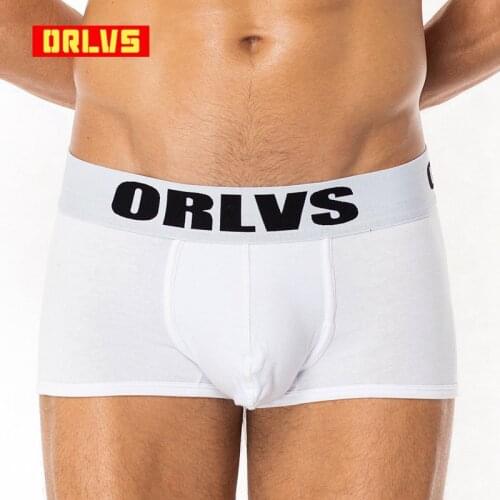ORLVS Brand Penis Sexy Boxer Cotton Men Underwear U Pouch Underpants Cuecas Cotton Pants Trunks Boxer Short Gay Male Panties