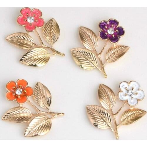 10 PCS 26mm Metal Alloy KC Gold Leaf Branch DIY Hair Accessories For Jewelry Making