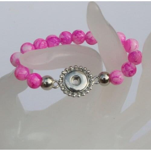 15Colors to choose! 2PC Children Snap Bracelet&Bangles15cm Colorful 8mm Glass Beads 12mm Snap Metal Button Bracelets For Kids