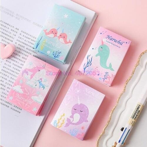 200pcs/set Memo Pads Sticky Notes Narwhal diary Scrapbooking Stickers Office School stationery Notepad