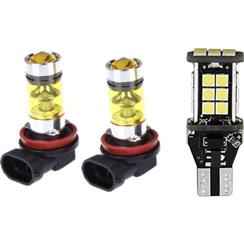 3 Pcs LED Bulb: 2Pcs LED Lights Fog Light 2828 20 LED Headlight Lamp & 1Pcs W16W LED Reverse Light,24 Smd 3030 LED Bulb