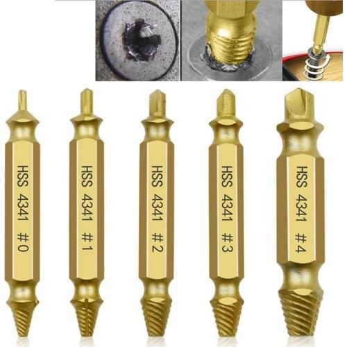5 PCS Damaged Screw Extractor Drill Bit Set Stripped Broken Screw Bolt Remover Extractor Easily Take Out Demolition Tools