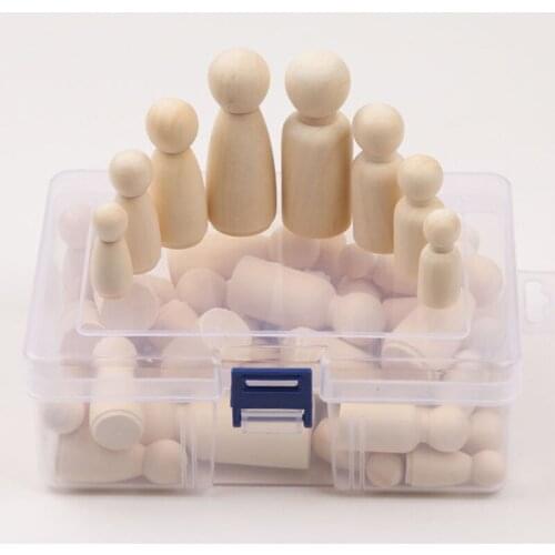 Free Shipping 50pcs Painted Wooden Figure Wooden Peg Dolls 50 Pieces Wooden Decorative DIY Doll People