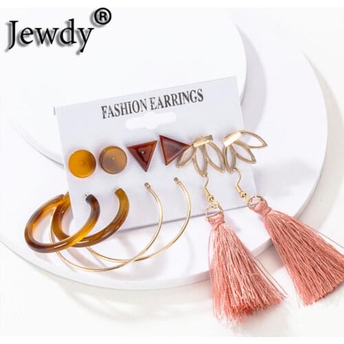 2020 Vintage Lotus Geometry Earrings Set For Women BOHO Tassel Flower Big Cirle Earring New Fashion Brincos Bohemian Jewelry