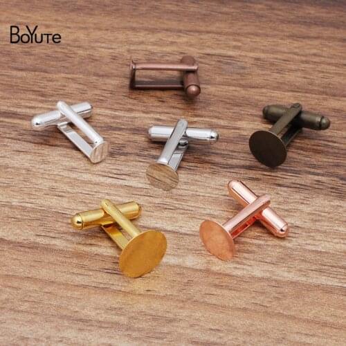 BoYuTe (20 Pieces/Lot) Metal Brass French Cufflinks with 6-8-10-12MM Flat Base Vintage Diy Hand Made Jewelry Accessories