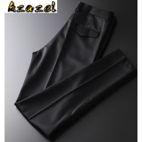 Azazel Wool Mens Pants Luxury Business And Casual Black Suit Man Pants Plus Size 4xl Slim Fit Horn Button Male Trousers