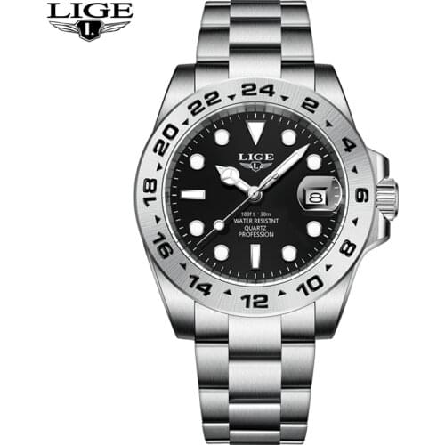 2021 LIGE New Mens Watches Stainless Steel Quartz Wristwatch Top Brand Luxury Luminous Watch for Men Fashion Relogio Masculino