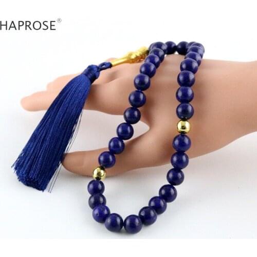 Natural Lapis lazuli Stone Rosary 33 99 Muslim Tasbih Eid Gift For Man Islam Prayer Beads Misbaha Islamic Bracelets Gift